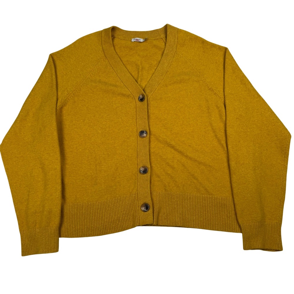 Faherty Womens Organic Cotton Blend Jackson Cardigan Sweater Gold Heather Large